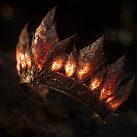 A closeup shot of a lighted plant with a dark backgroundの素材