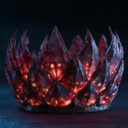 Red crystal candle on a dark background. 3d rendering, 3d illustration.の素材