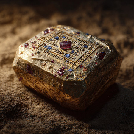 Ancient gemstone on a dark background, close-up, macroの素材