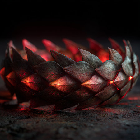 Macro shot of a christmas pine cone on a dark backgroundの素材