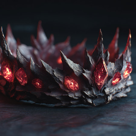 Close-up of a red christmas crown on a dark backgroundの素材