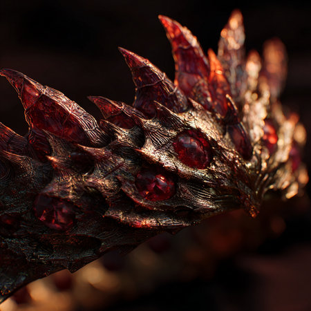 Close up of the head of a dragon in red color. Macroの素材