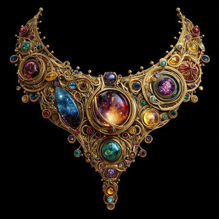necklace on the black background in the style of baroqueの素材