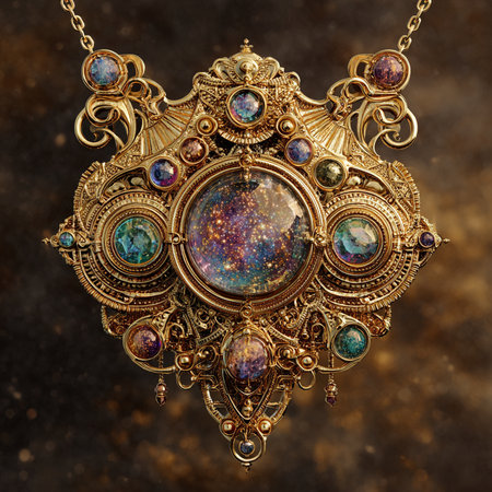 Jewelry, pendant with precious stones. Jewelry background.の素材