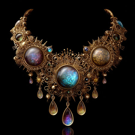 necklace on a black background in the style of baroqueの素材