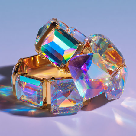 jewelry box with gems on a blue background. 3d renderingの素材