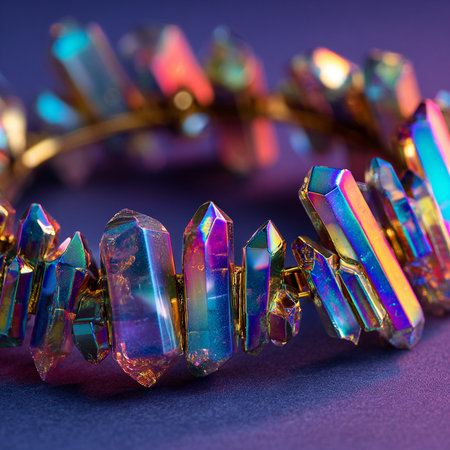 jewelry bracelet with gems on a dark background close-upの素材