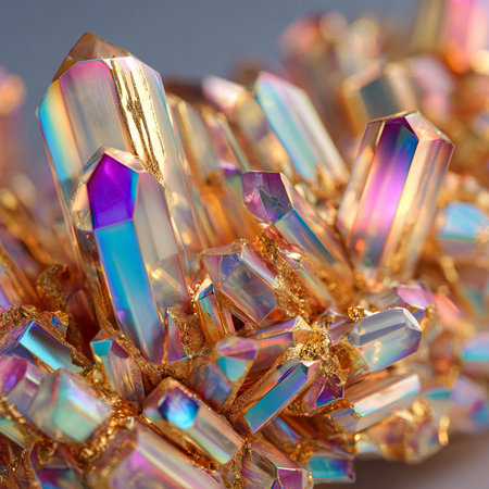 Macro shot of a necklace made of multicolored stones.の素材