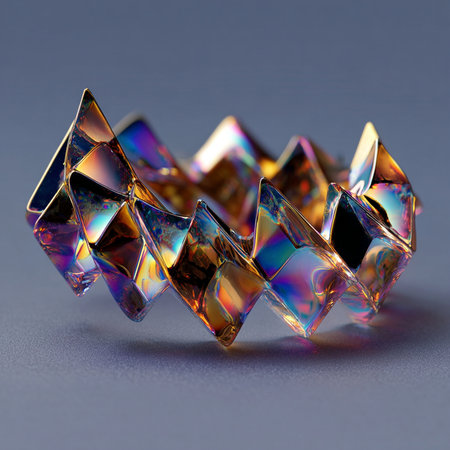 Jewelry ring with precious stones on a gray background. Macroの素材