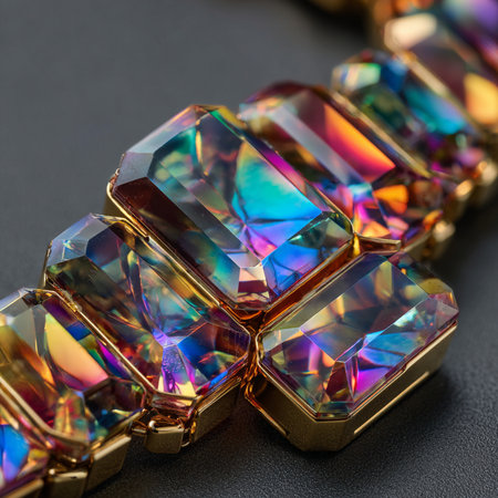 jewelry ring with precious stones on a dark background close upの素材