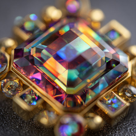 Jewelry ring with precious stones. Jewelry background. Macroの素材