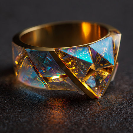 Jewelry ring on a dark background. Jewelry concept.の素材