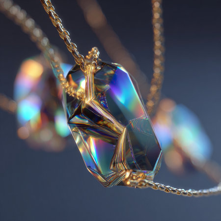Necklace with gems on a dark background. 3d renderの素材