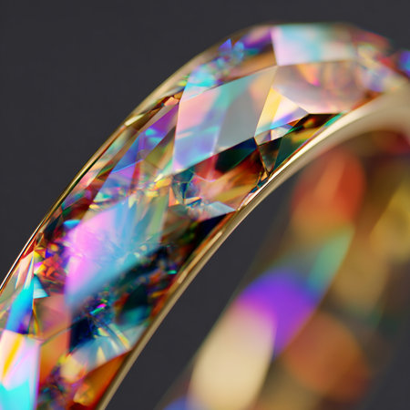close up of a diamond ring on black background with shallow depth of fieldの素材