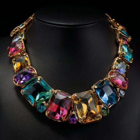 necklace on a black background in the style of the sixtiesの素材