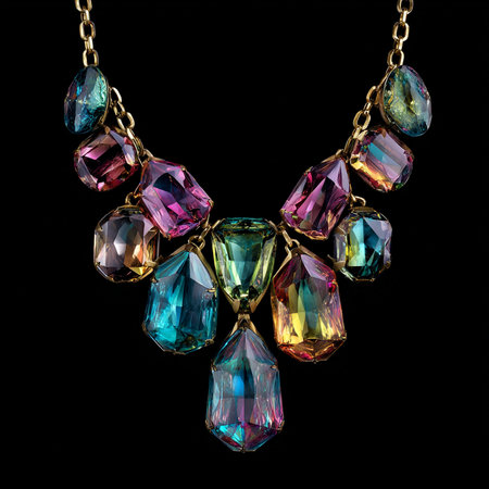 jewelry pendant with precious stones isolated on black background.の素材