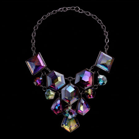 necklace on a black background in the style of the ninetiesの素材