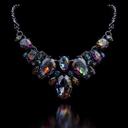 necklace on a black background in the style of the sixtiesの素材