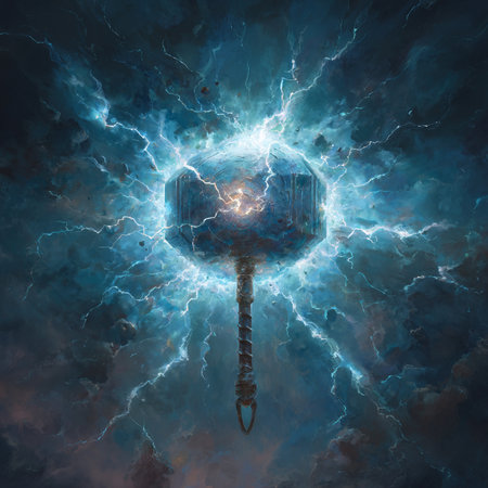 Fantasy image of a lightning bolt in deep space. Collage.の素材