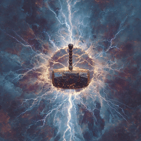 Boat in the stormy sky with lightning. 3D renderingの素材