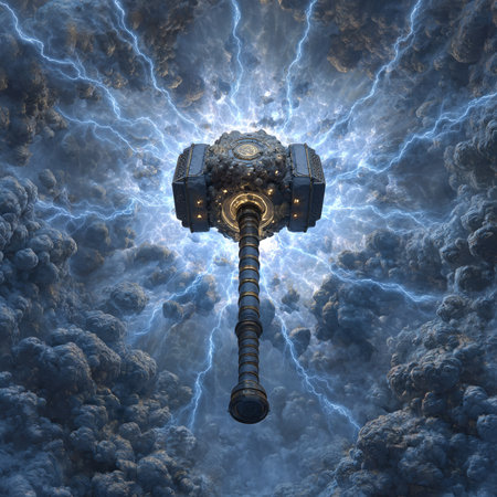 3d illustration of a spaceship in a stormy sky with lightningの素材
