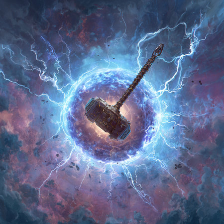 Satellite and lightning in space. 3D illustrations. Abstract background.の素材