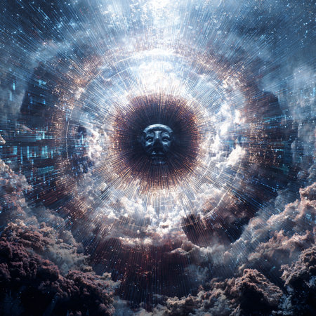 Surreal digital art. Man in the sky. 3D renderingの素材