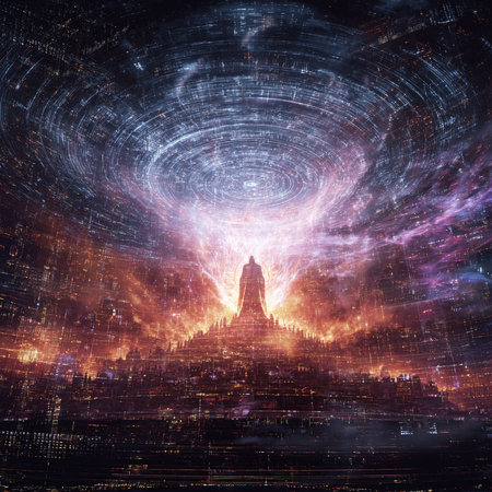 Futuristic cityscape with skyscrapers and high-rise buildingsの素材