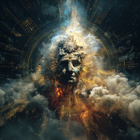 Fantasy alien planet. 3d rendering toned image double exposureの素材