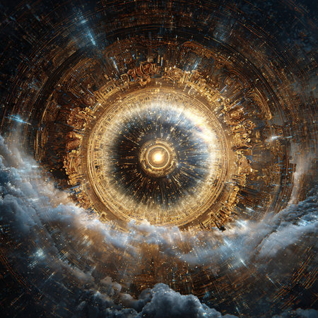 Futuristic eye in the space. Fractal art. 3D renderingの素材