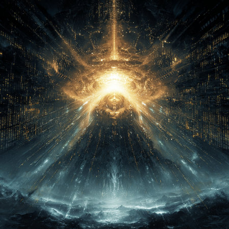 Futuristic technology background. Fractal art. 3D renderingの素材