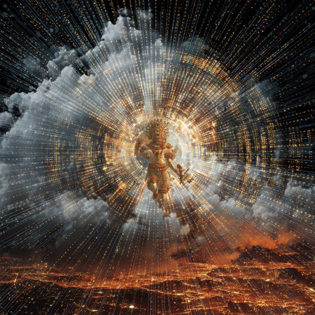 Mystical scene with Jesus Christ and rays of light. 3D renderingの素材