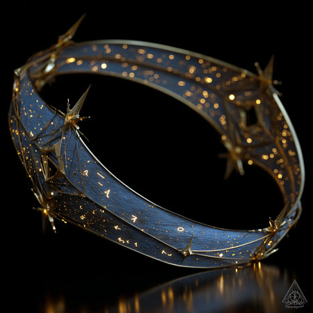 Jewelry ring on a black background. 3d illustration.の素材