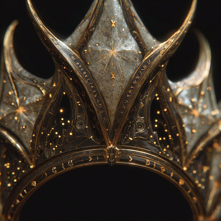 Vintage royal crown on a black background. Close-up.の素材