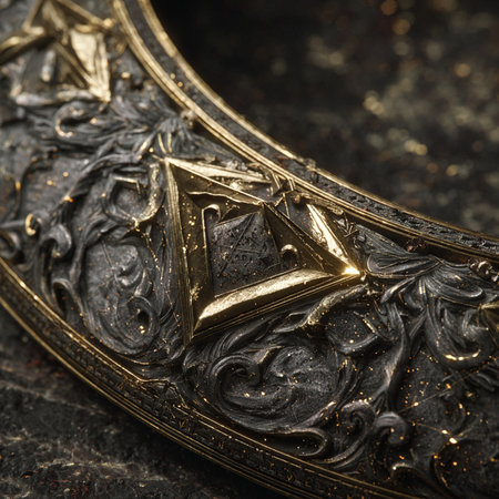 Close up of a vintage silver tray on a black stone table.の素材