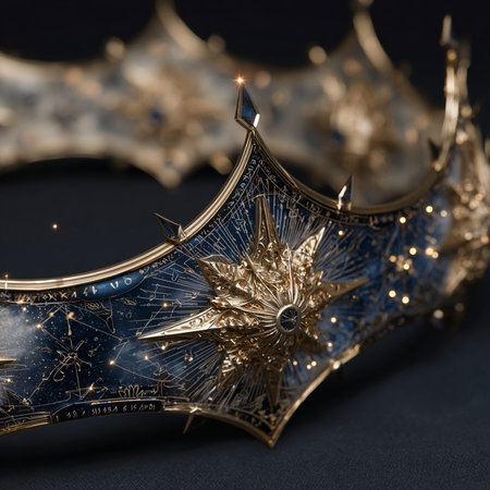Luxury crown made of silver and gold with diamonds close upの素材