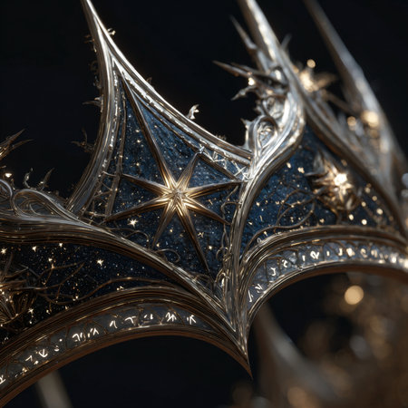 A closeup shot of a royal crown in the shape of a starの素材