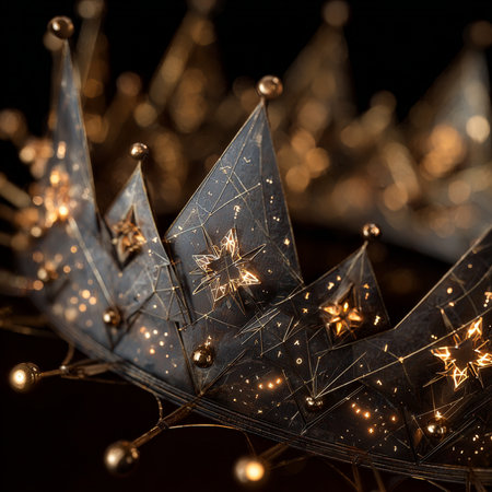 low key image of beautiful queen crown. vintage filtered. fantasy medieval periodの素材