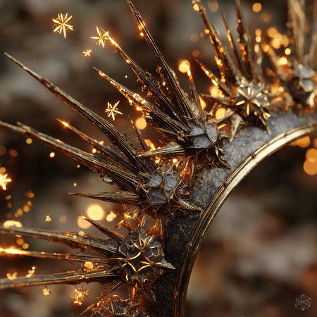 Abstract christmas background with golden bokeh and snowflakesの素材