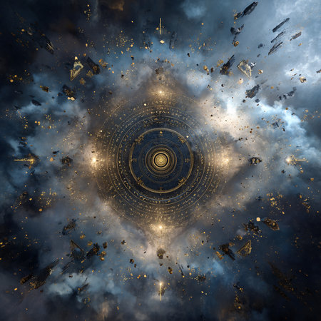 3D surreal illustration. Sacred geometry. Mysterious psychedelic relaxation pattern. Fractal abstract texture. Digital artwork graphic astrology magicの素材