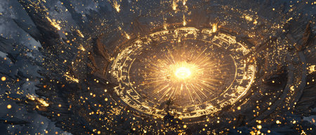 Astronomical image of the Solar System in a cave. 3D renderingの素材