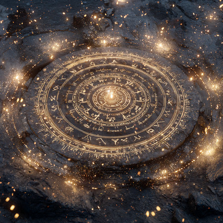 Astronomical horoscope circle. Zodiac sign. 3D renderingの素材