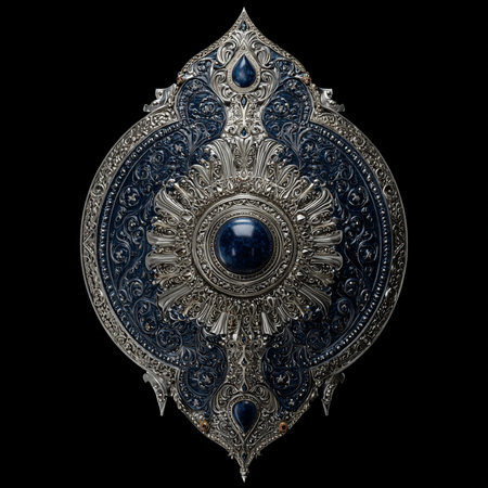 Jewelry, silver pendant, isolated on black background.の素材