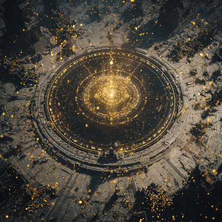 Mystical geometry background. Planets and galaxies. 3D renderingの素材