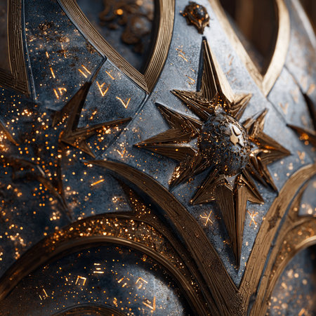 Close-up of decorative elements in the form of a star.の素材