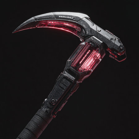 Studio shot of a Japanese ninja machete isolated on black background.の素材