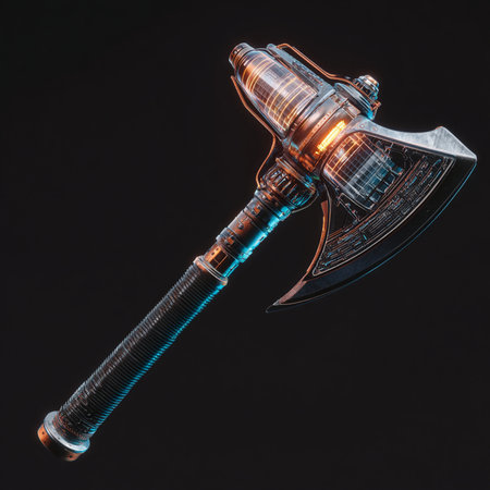 Ax on a black background. 3D illustrations. Copy space.の素材