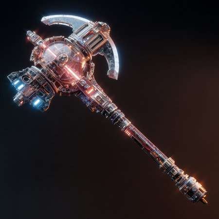 3d rendering of a robot made of metal and glass with a laserの素材