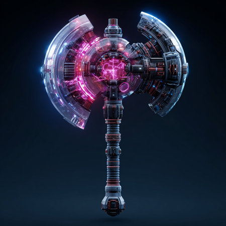 Futuristic robot with glowing neon lights. 3D Renderingの素材