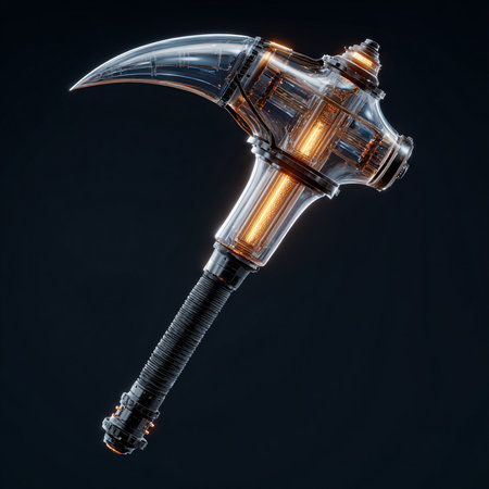 Digital illustration of a hammer on a black background. 3d renderingの素材